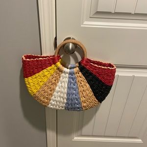 Rainbow Straw Tote